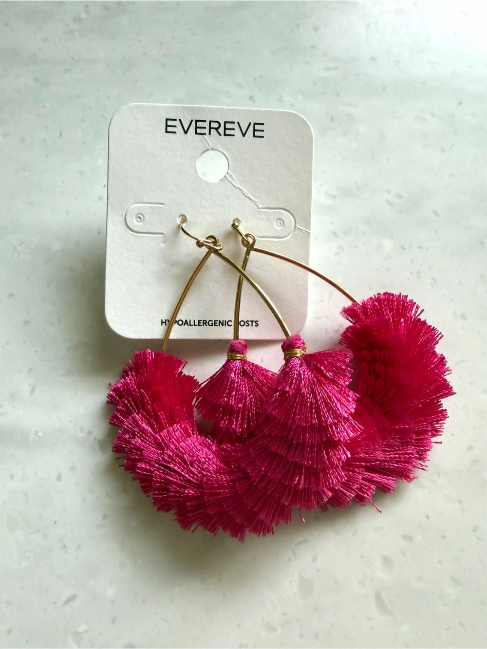 Evereve Ryder Fringe Fuchsia Layered Tassel Hoop Earrings